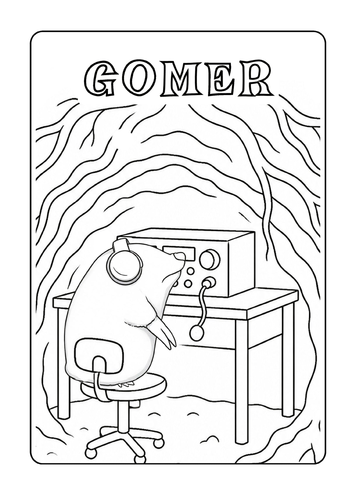 Gomer the Golden Mole at his Citizen's Band Radio Station underground